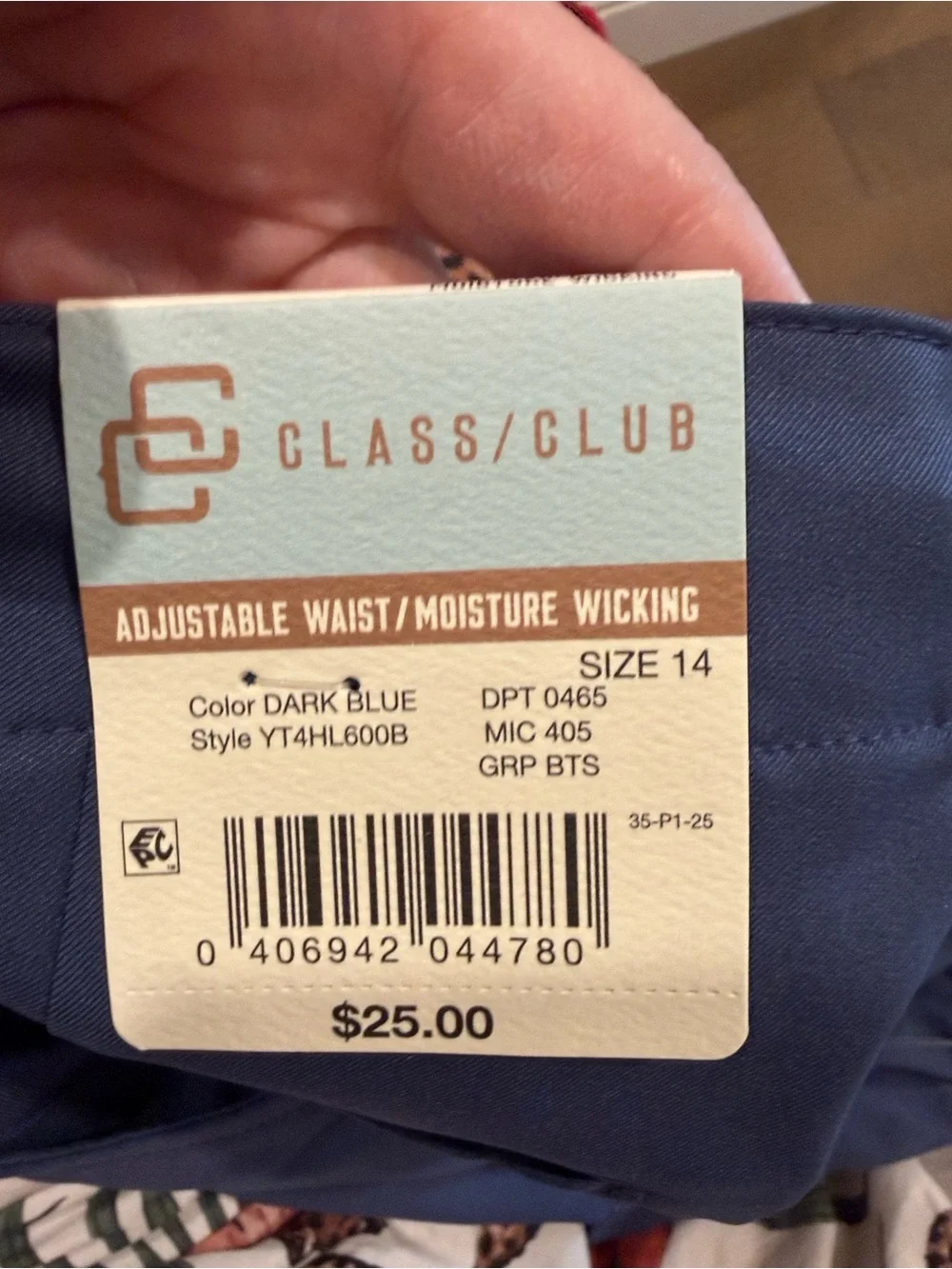 Class Club Navy Blue Kids' Shorts Adjustable Waistband Zip up